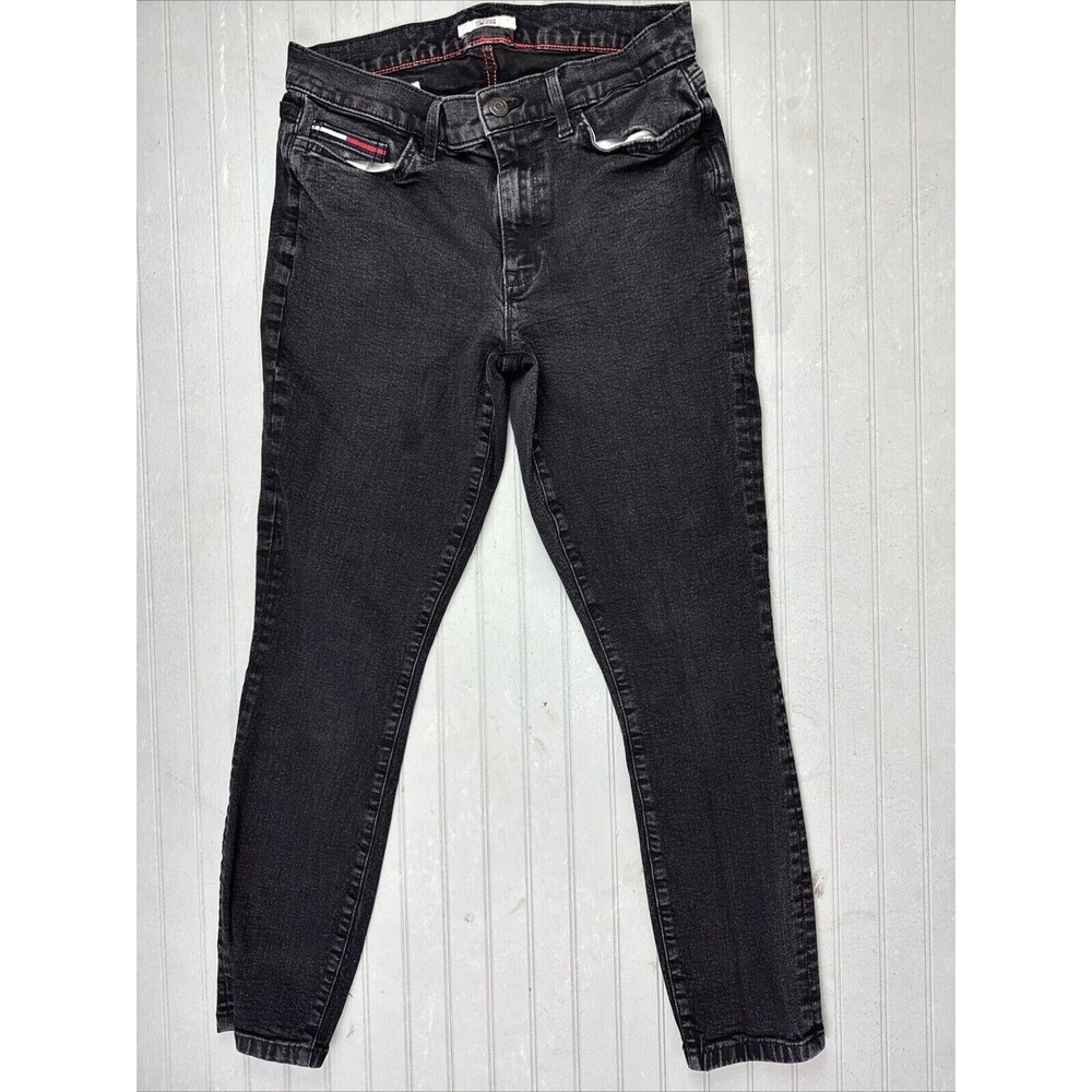 Tommy Hilfiger Size 8 Womens Jeans Black Mid Rise Skinny Stretch